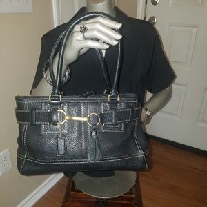 COACH Hampton Black Leather Shoulder Bag